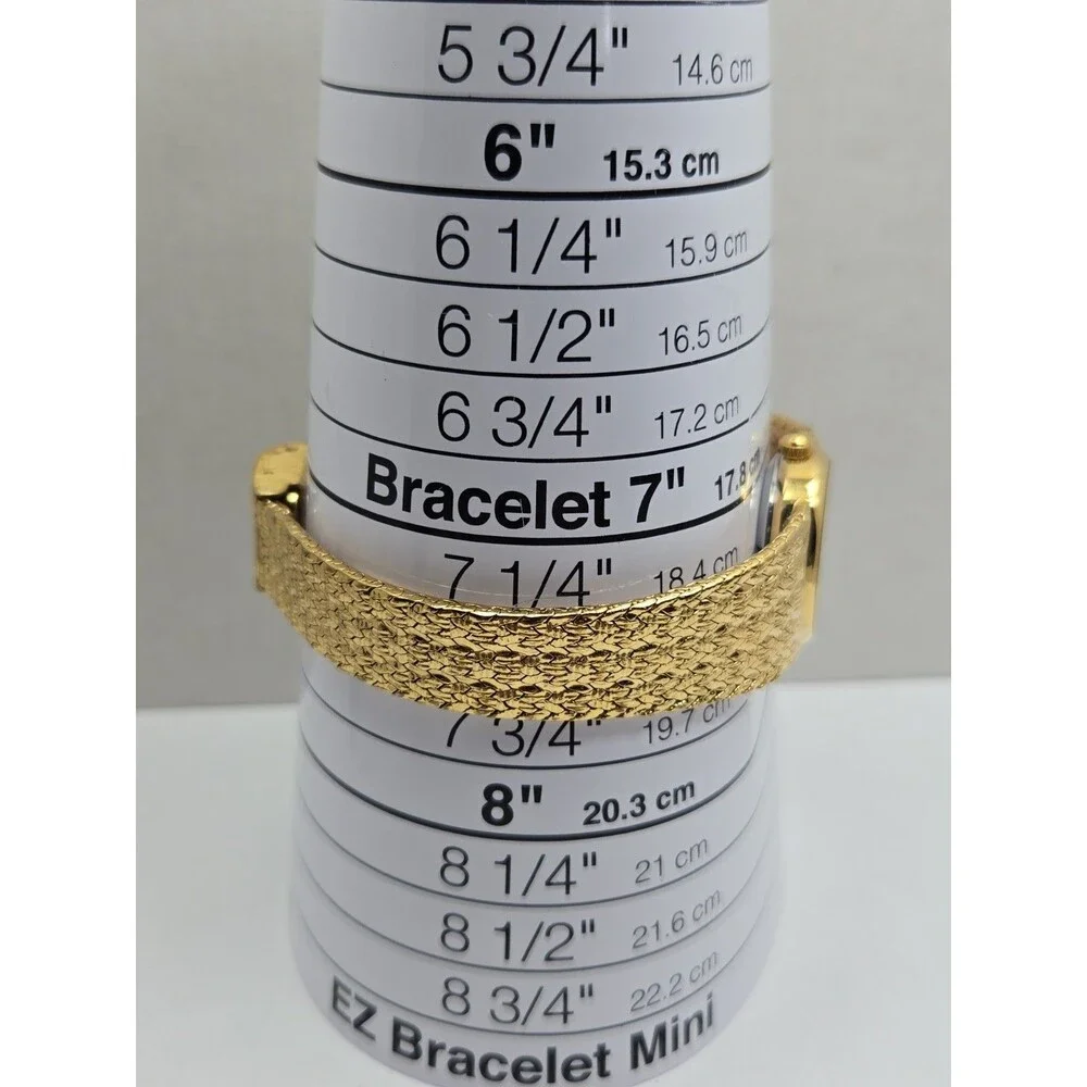 Manhattan Croton Womens Gold Tone Crystal Bezel Basket Weave Watch New Battery